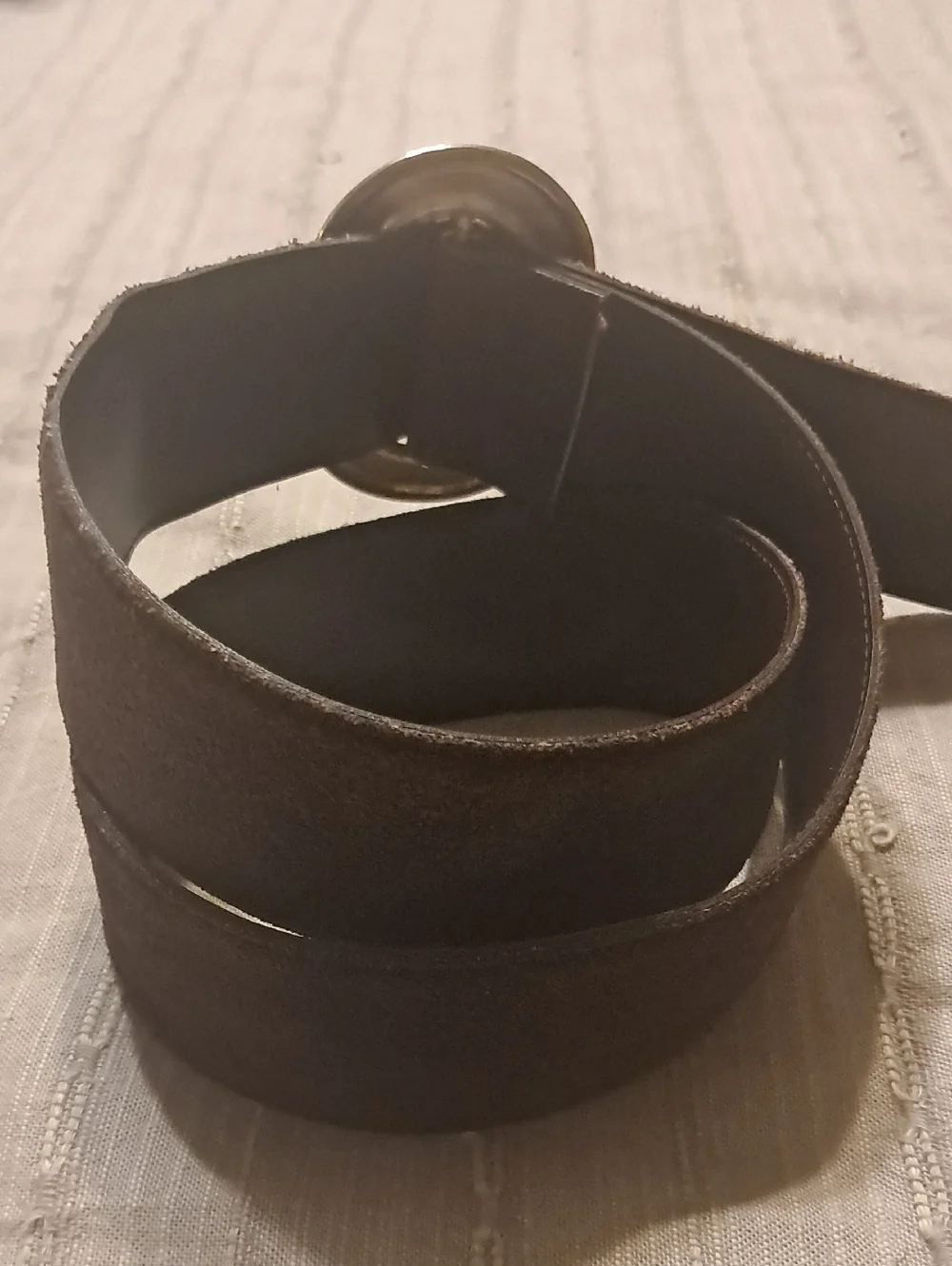 MIOR Brown Suede Leather Belt with Gold/Brass Buckle Wide Boho Festival Western